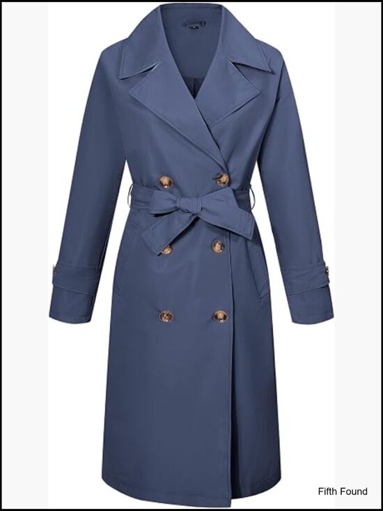 Jackets & Blazers - Double-Breasted Trench Coat Belted Water Resistant Casual Business